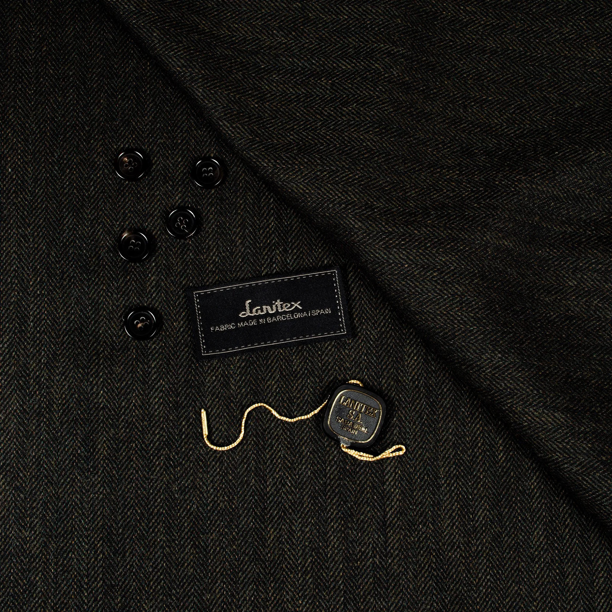 Lanitex Dark Olive Herringbone Custom Trousers