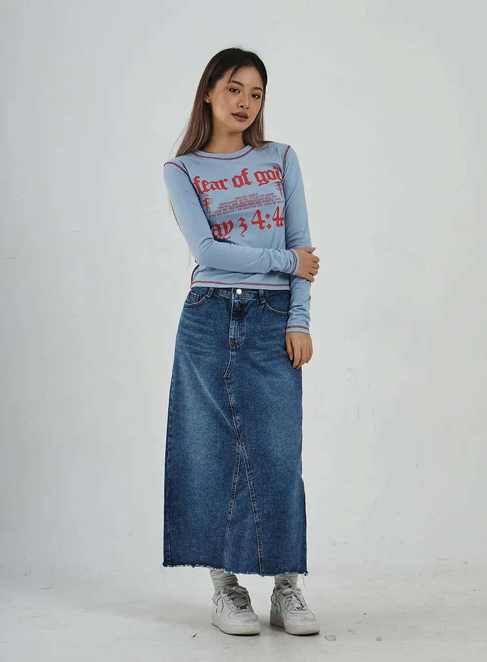 Lettering Print Long Sleeve Top CN29