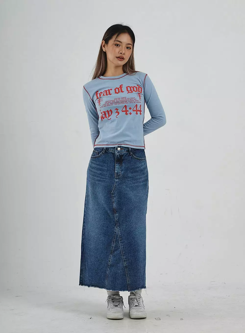 Lettering Print Long Sleeve Top CN29