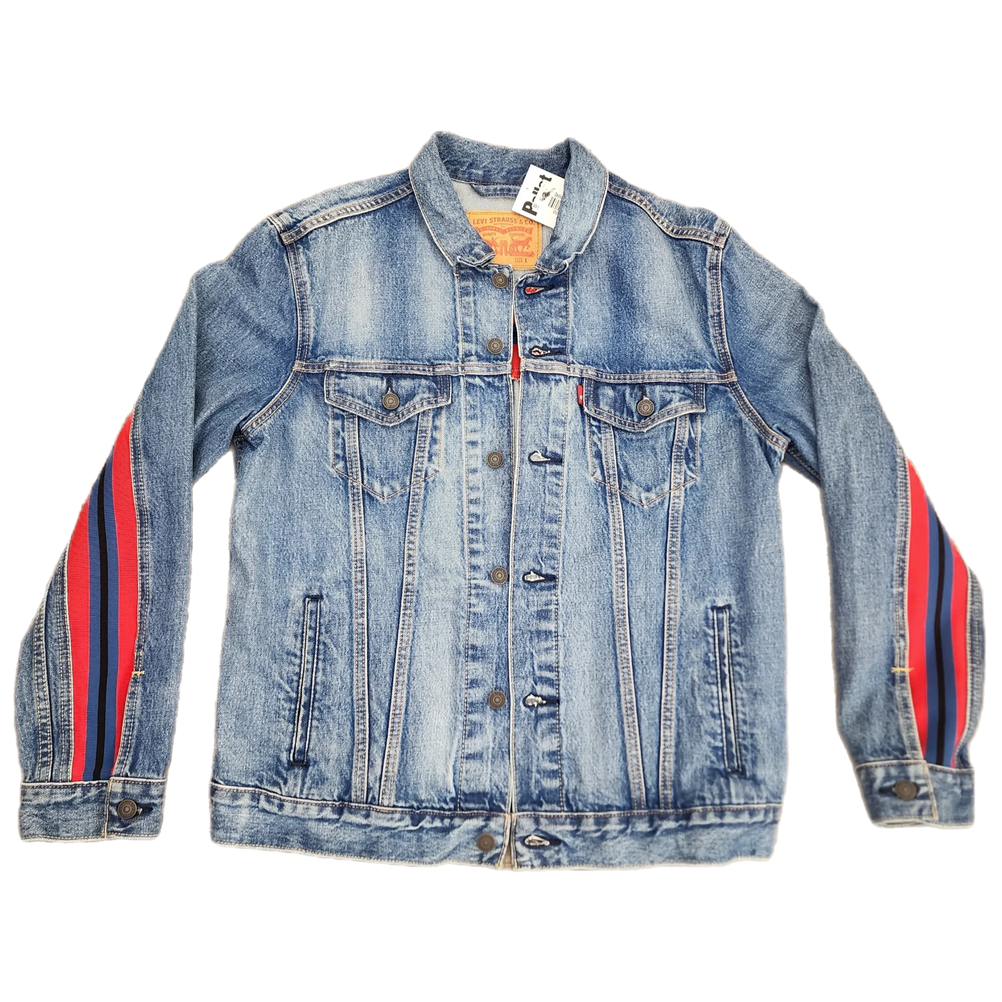 Levi Denim Striped Jacket - Size Large