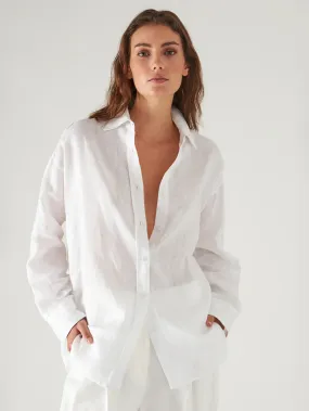 Linen Boyfriend Shirt - White