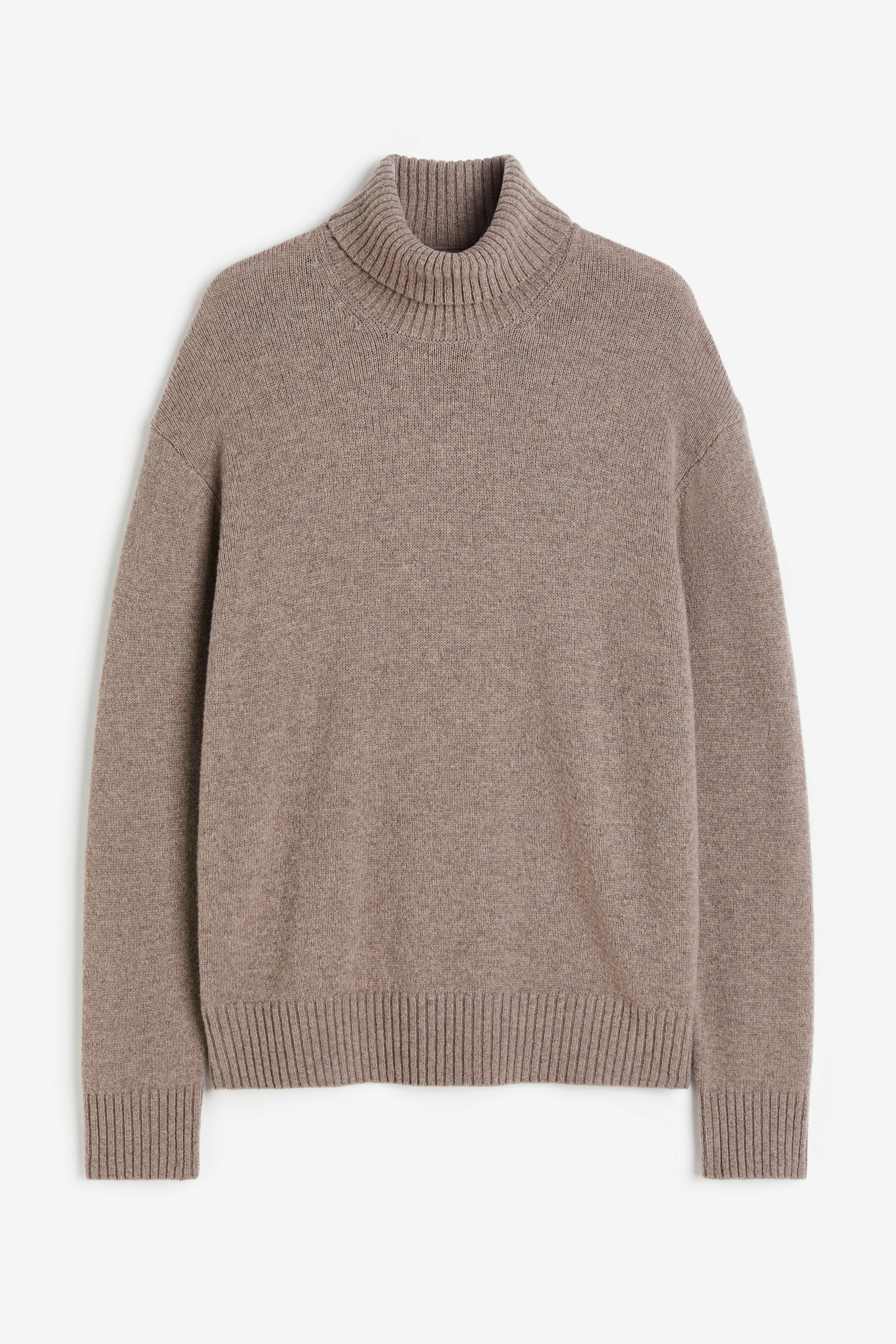 Loose Fit Wool polo-neck jumper - Polo-neck - Long sleeve - Dark beige - Men | H&M GB