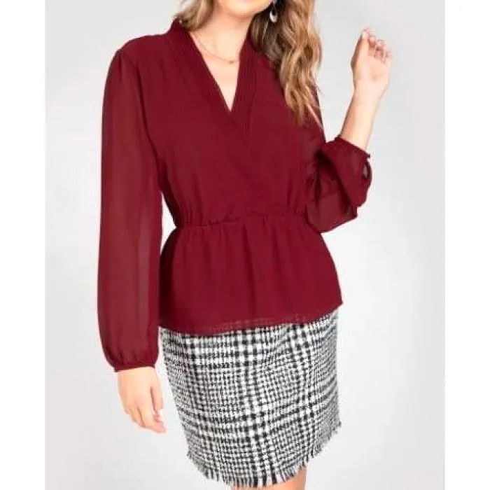 Mahogany Pleat Front Blouse