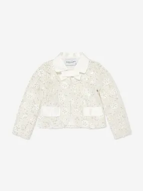 Mama Luma Girls Sequin Embroidered Jacket in White