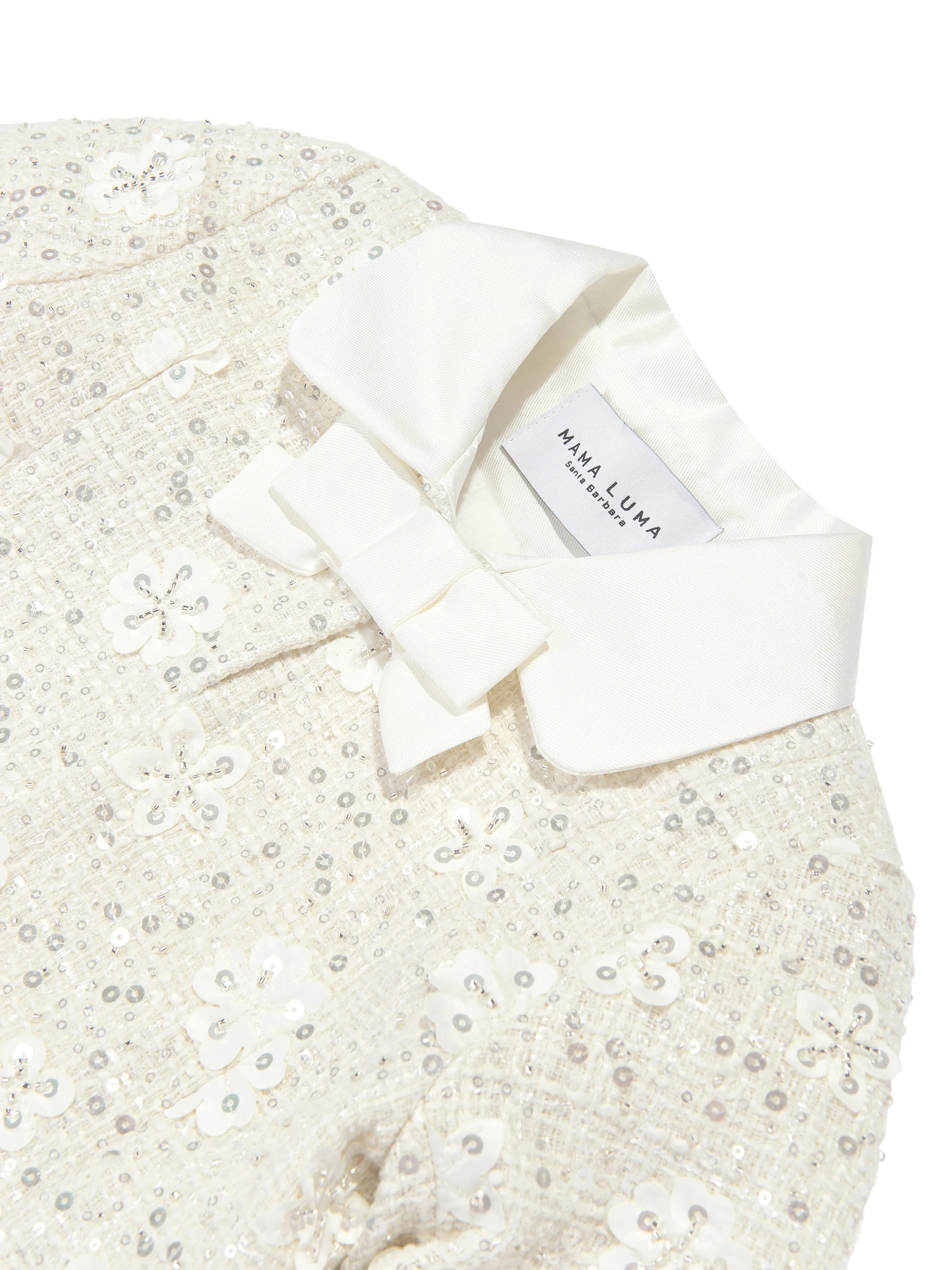 Mama Luma Girls Sequin Embroidered Jacket in White