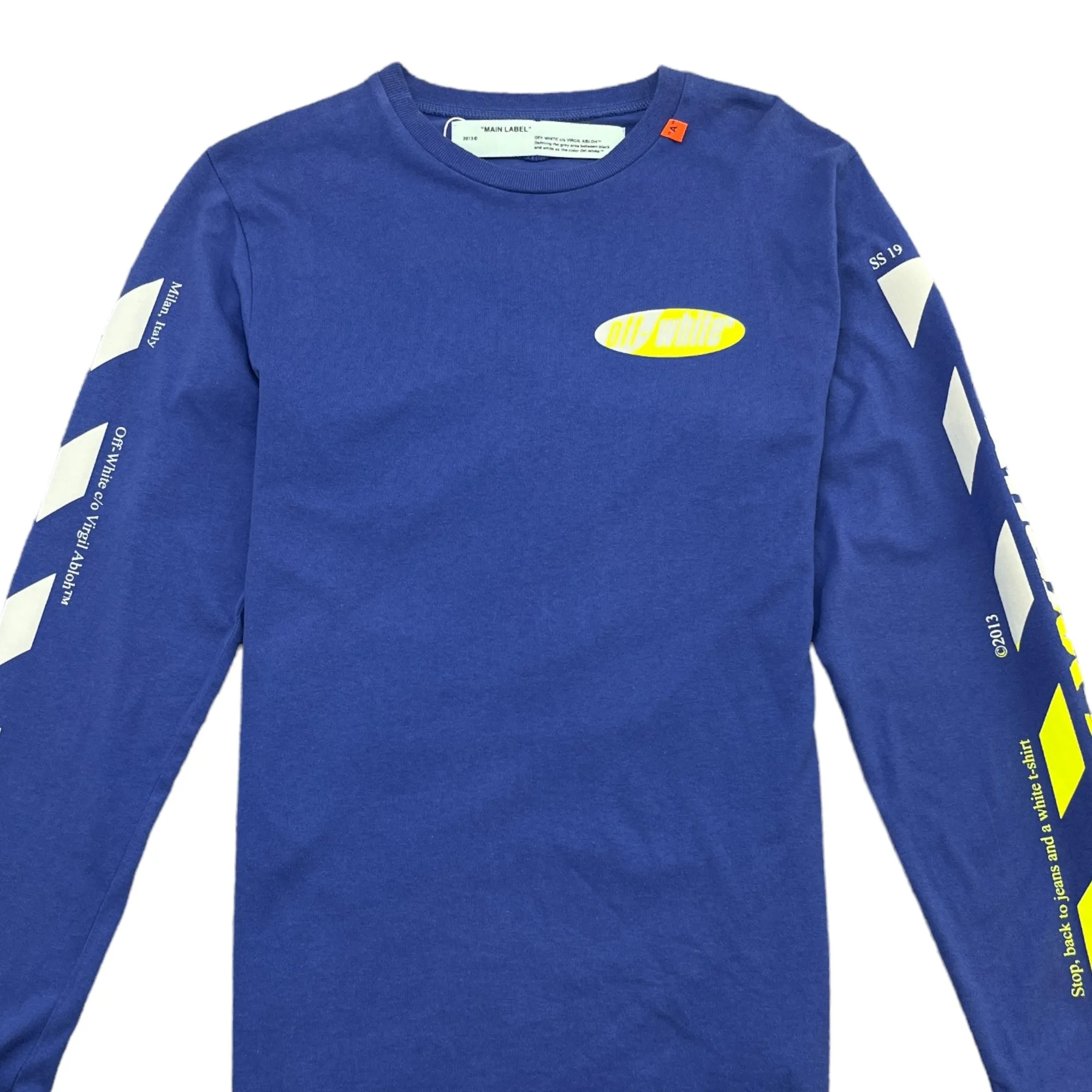 Men's Arrow Logo Long Sleeve T-Shirt Blue Size S