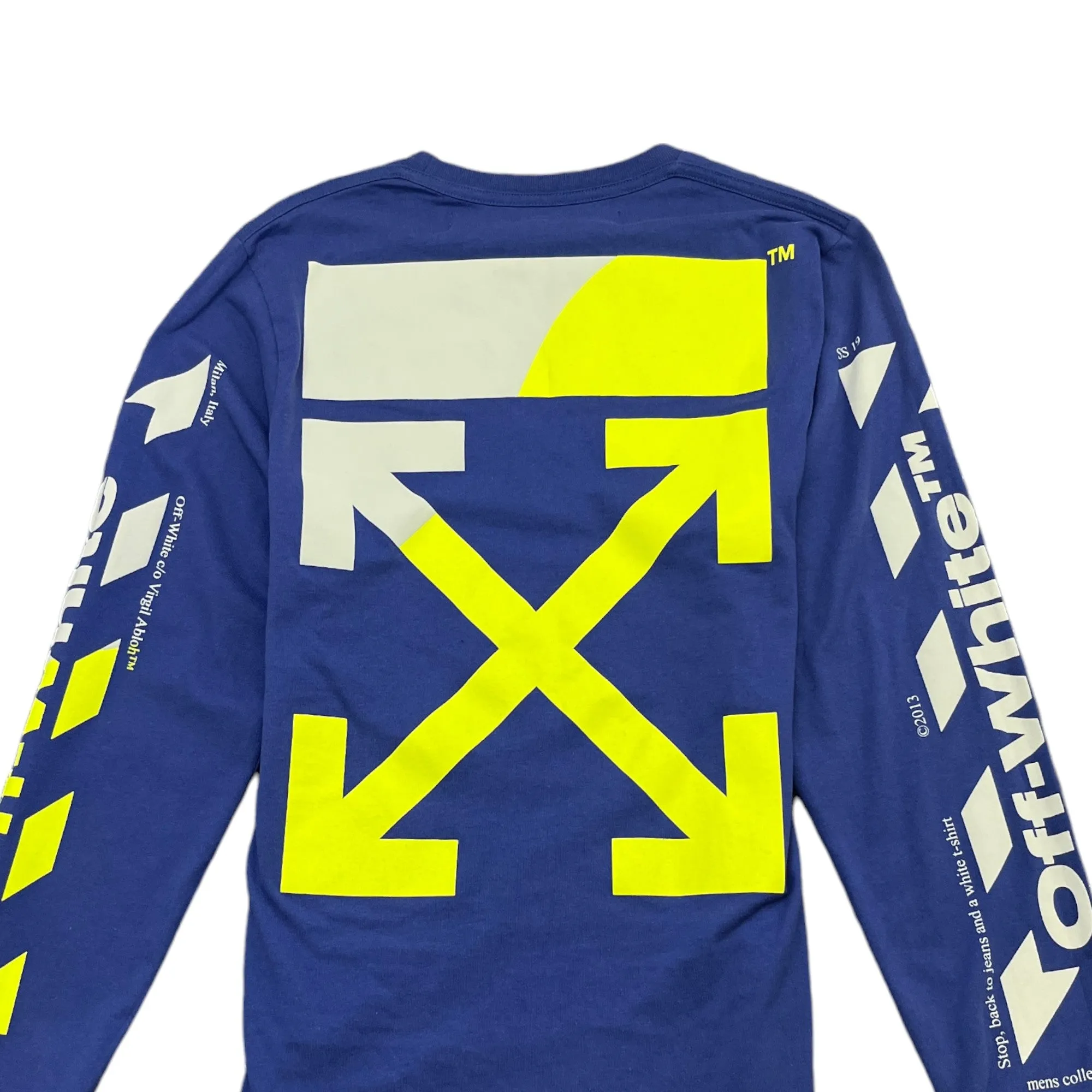 Men's Arrow Logo Long Sleeve T-Shirt Blue Size S