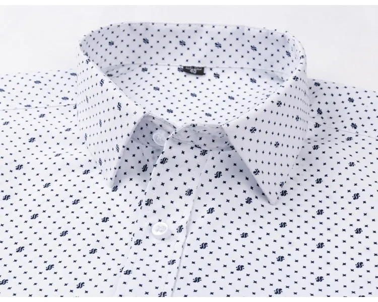 Men's Casual Single Patch Pocket Printed Office Long Sleeve Shirt