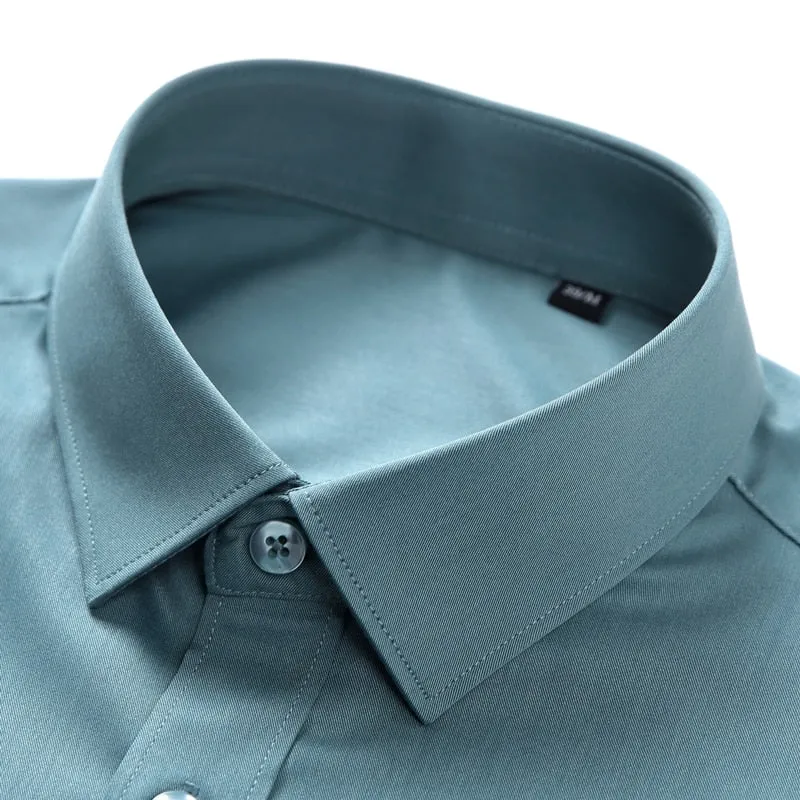 Men's Light Blue Wrinkle-resistant Comfortable Soft Long Sleeve Shirts