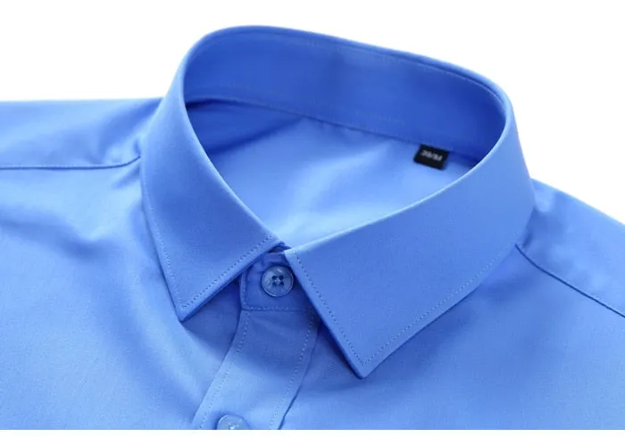 Men's Light Blue Wrinkle-resistant Comfortable Soft Long Sleeve Shirts