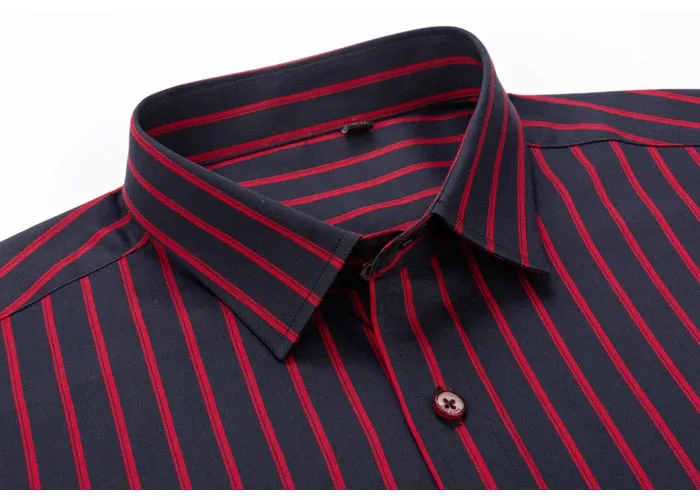 Men's Standard-fit Vertical Striped Without Pocket Long Sleeve Shirt