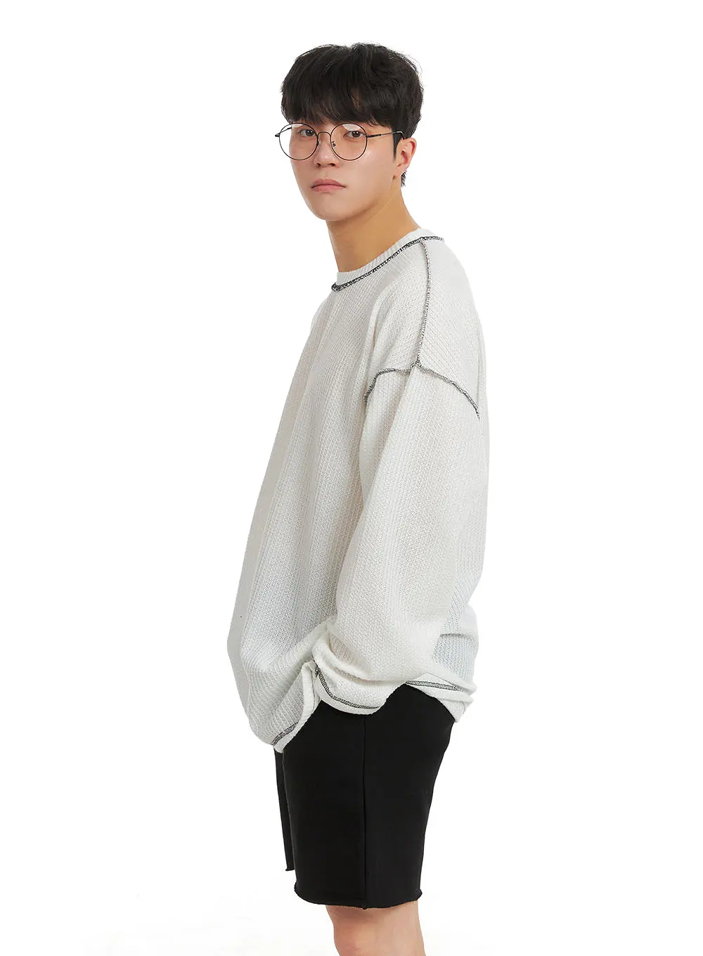 Men's Stitch Detail Oversized Long Sleeve IA402