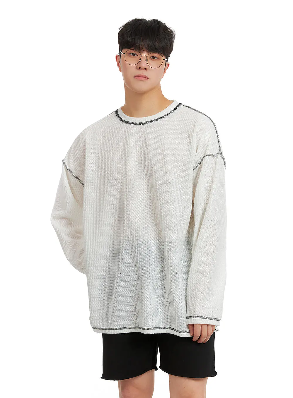 Men's Stitch Detail Oversized Long Sleeve IA402