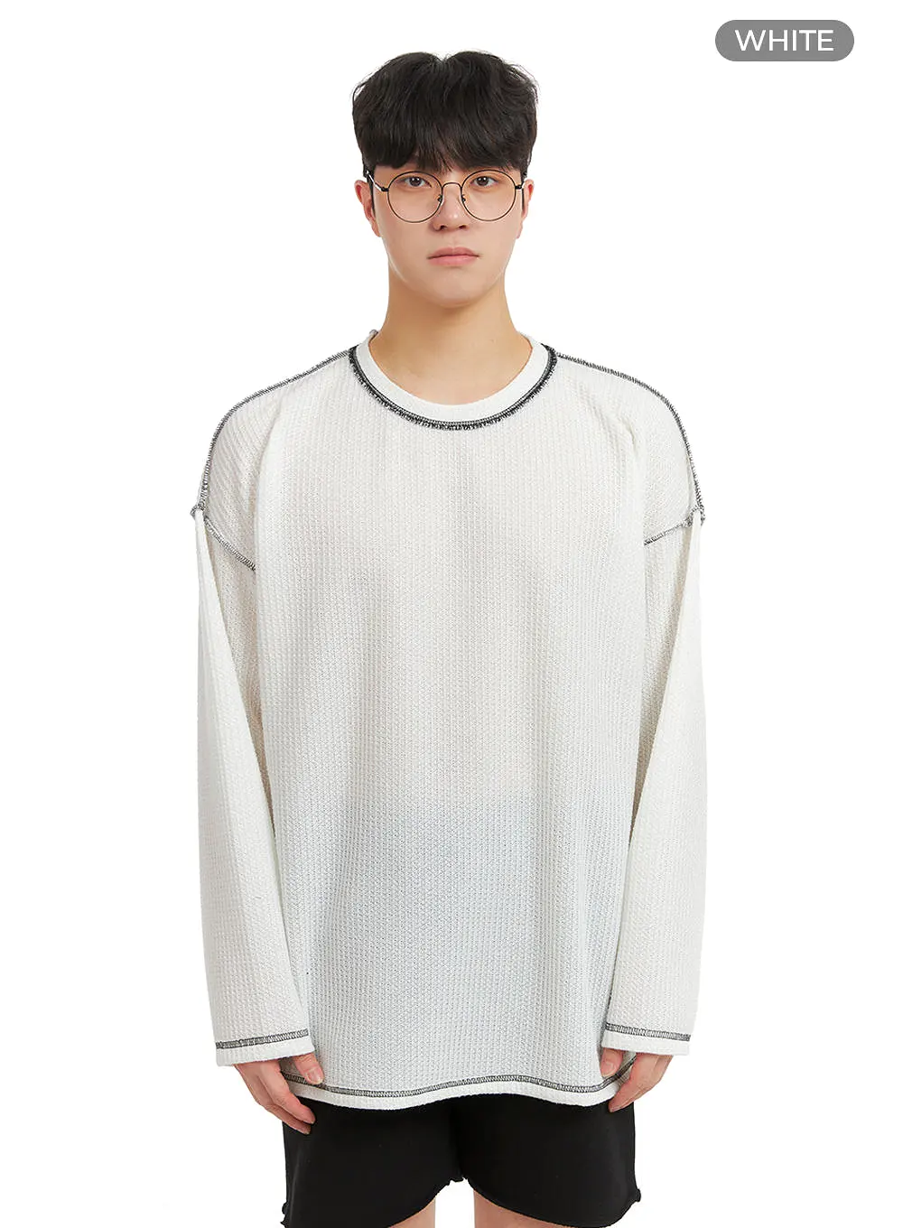 Men's Stitch Detail Oversized Long Sleeve IA402