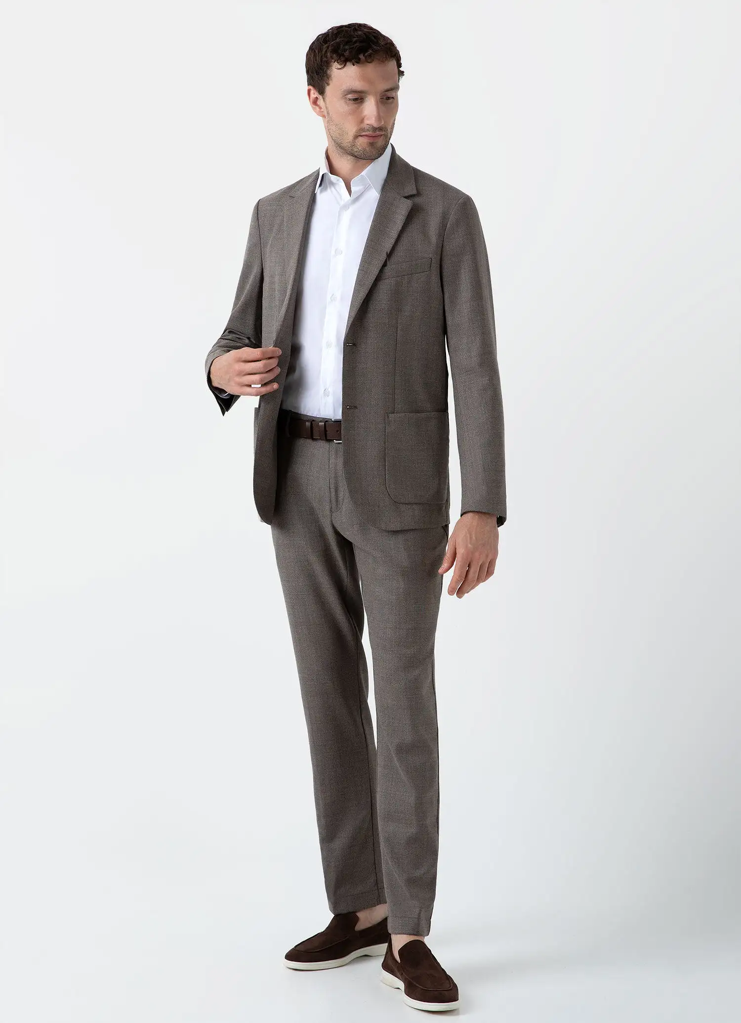 Men's Travel Wool Blazer in Dark Stone Melange