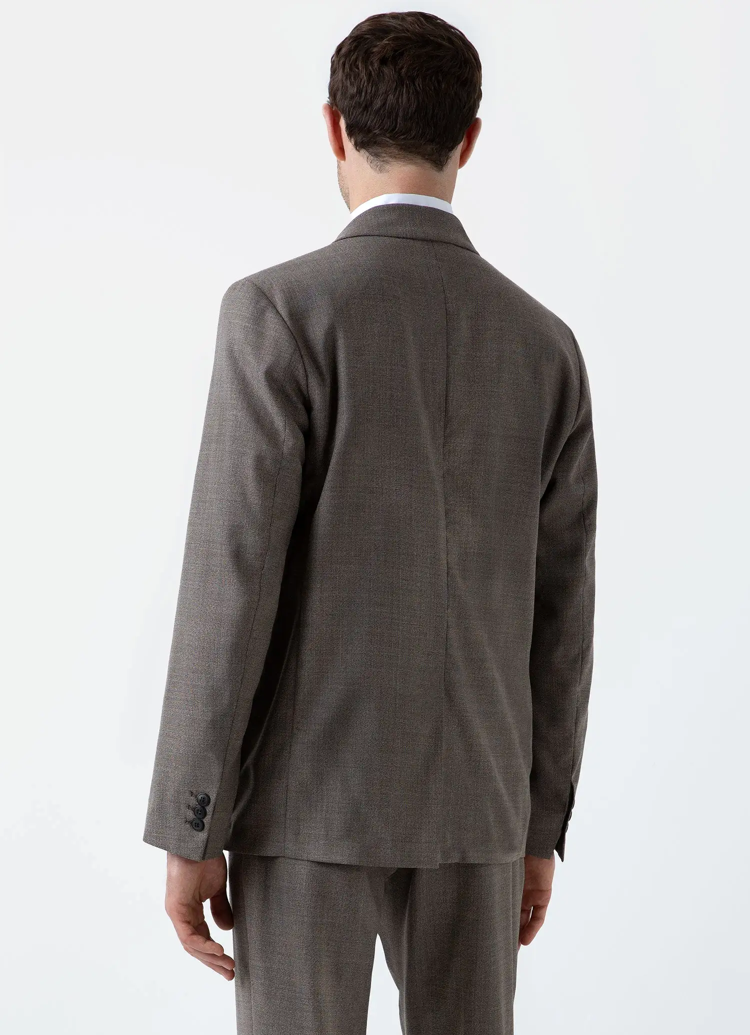 Men's Travel Wool Two-Piece Suit in Dark Stone Melange