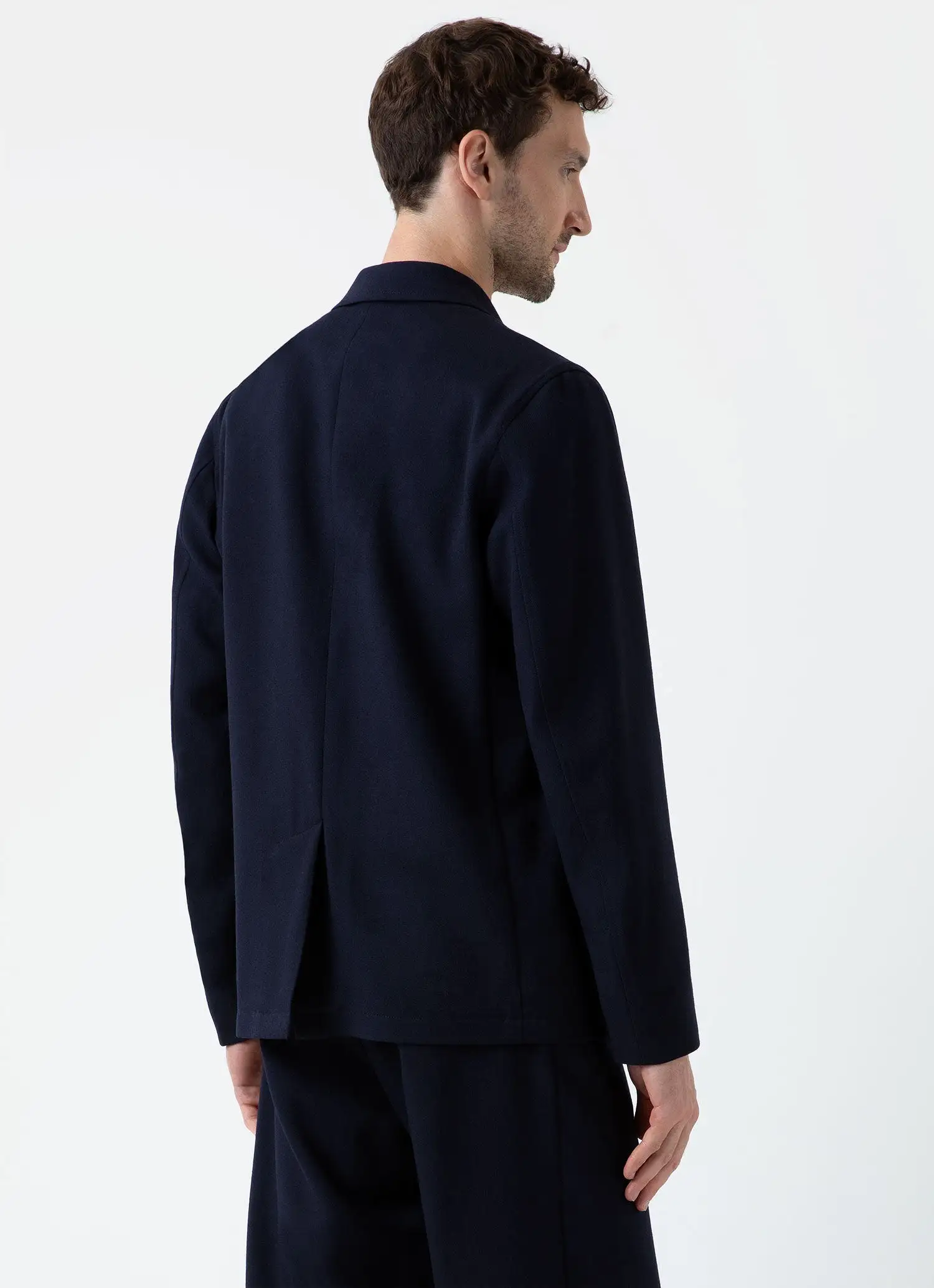 Men's Wool Twill Blazer in Dark Navy