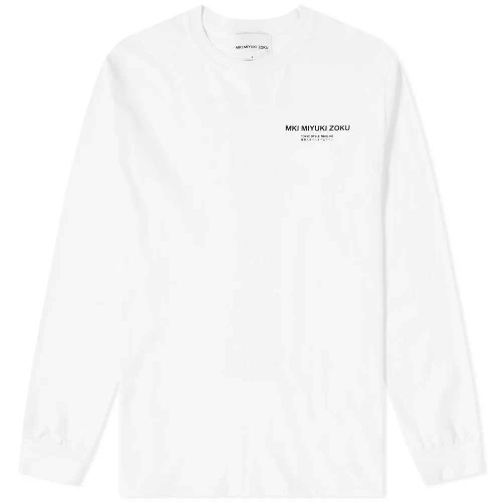 MKI Long Sleeve List Print TeeWhite