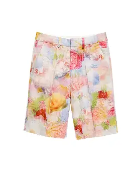 Multi Print Flower Print Long Shorts