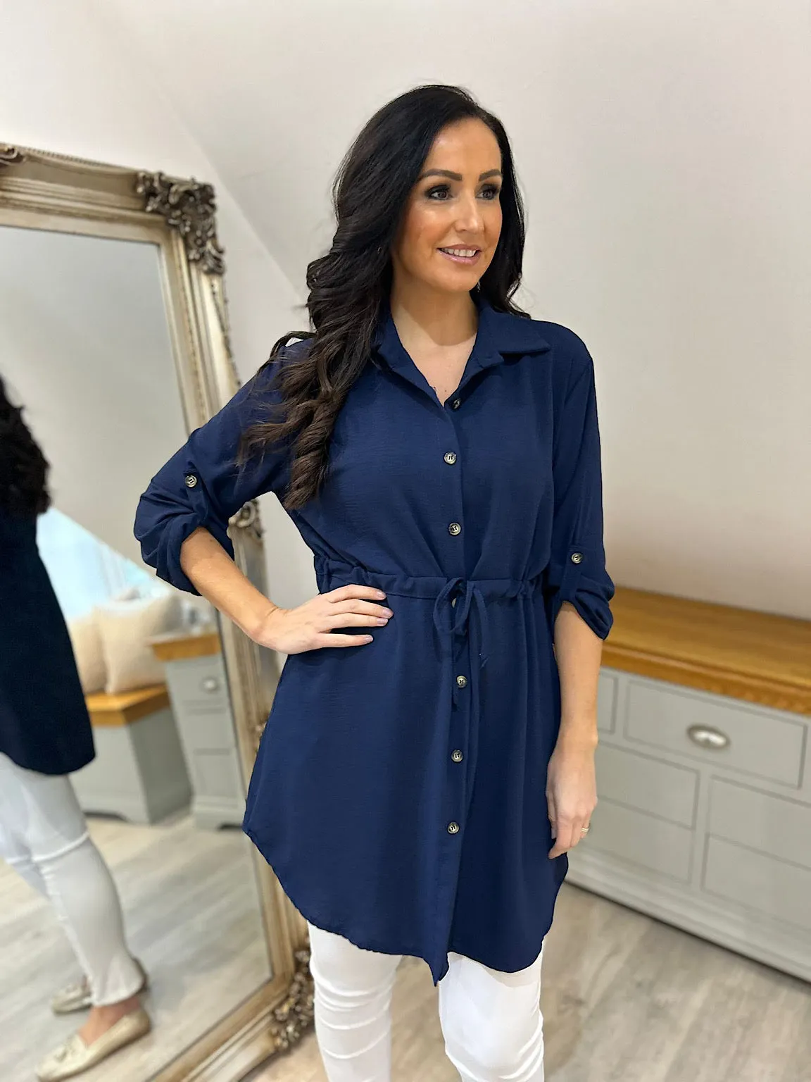 Navy Tie Waist Tunic Rosie