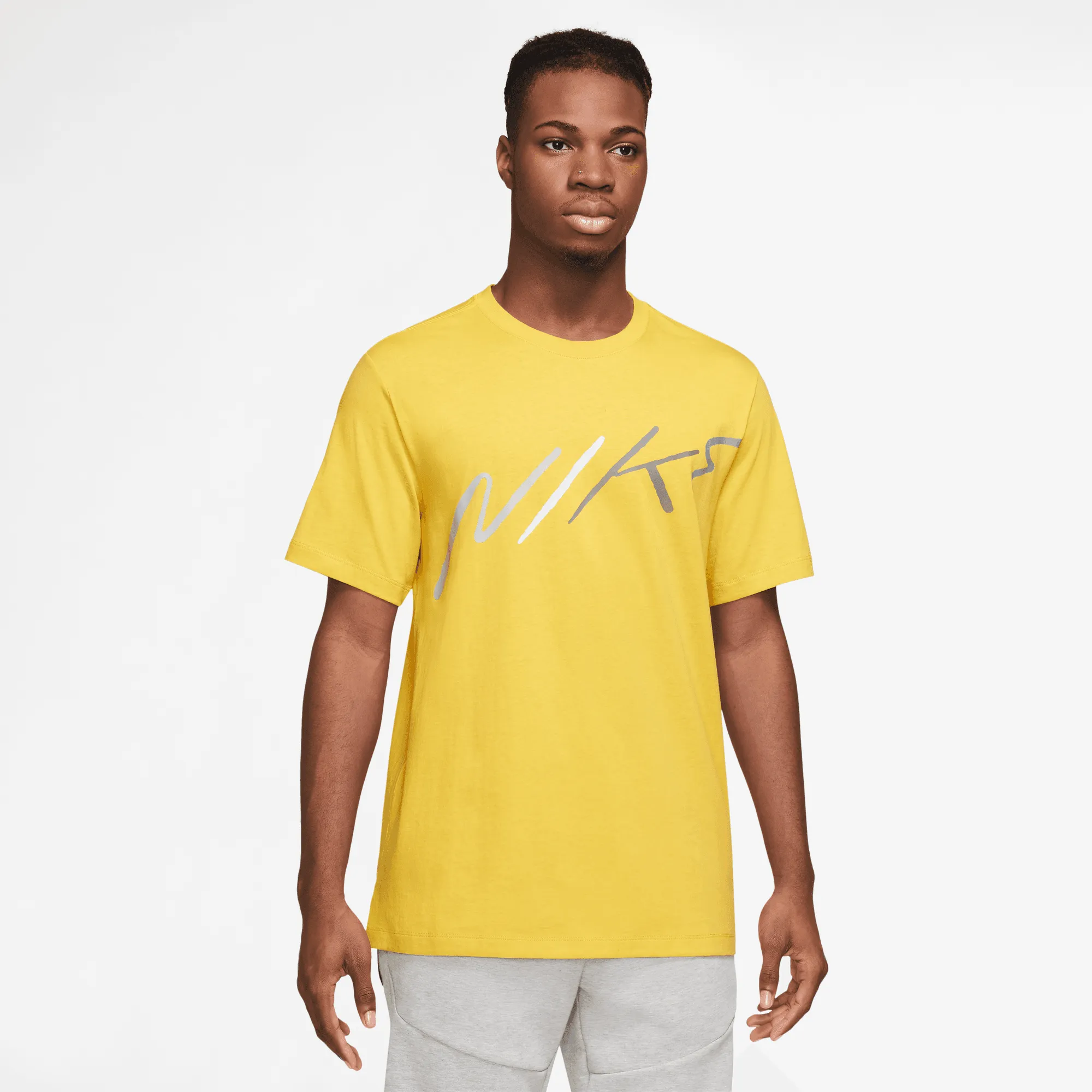 Nike Sportswear Club Yellow Embroidered Graphic T-Shirt