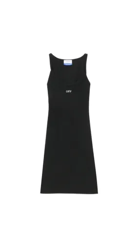 Off-white Stretch Cotton Dress - Black