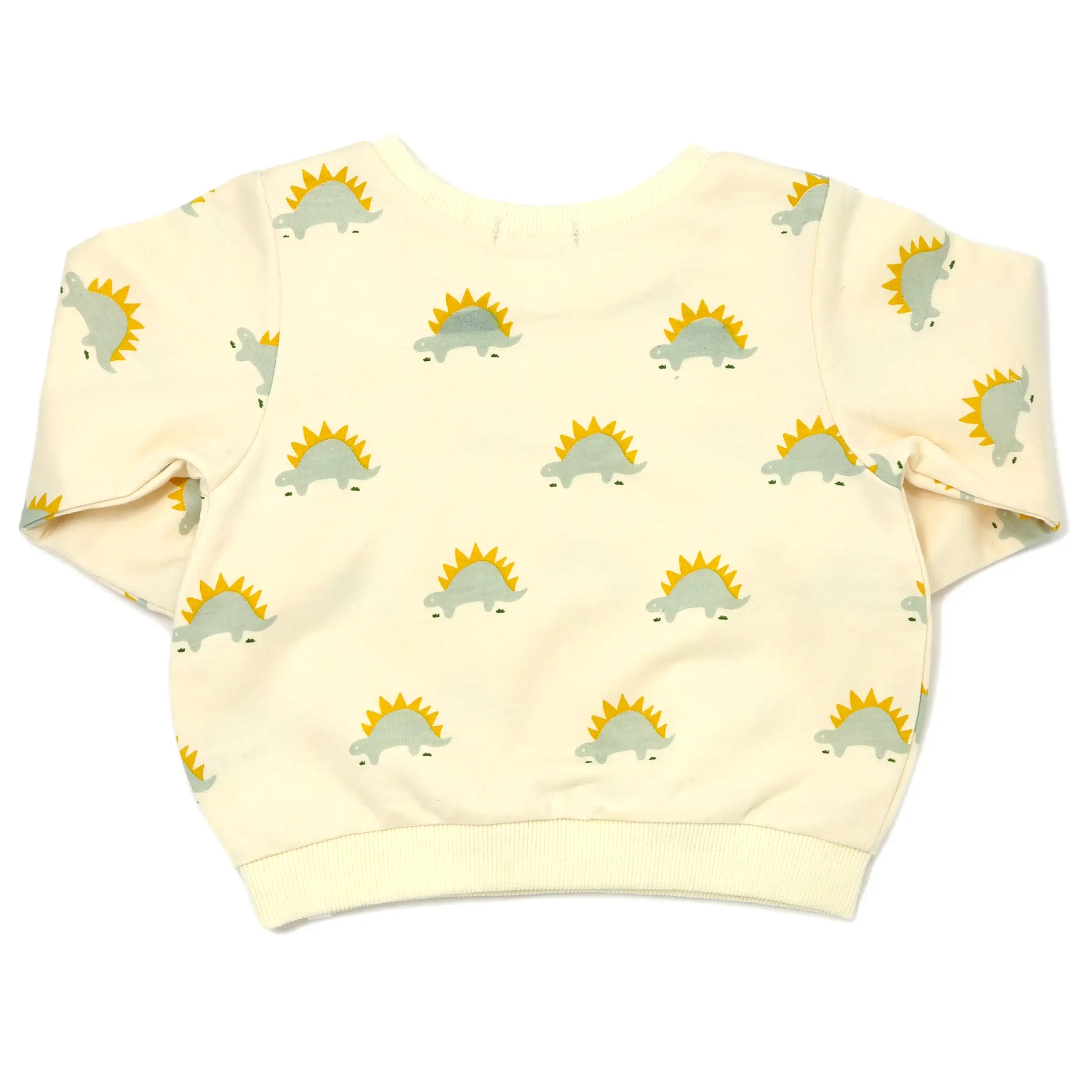 oh baby! French Terry Brooklyn Boxy Sweatshirt - Mist Stegosaurus Print - Vanilla