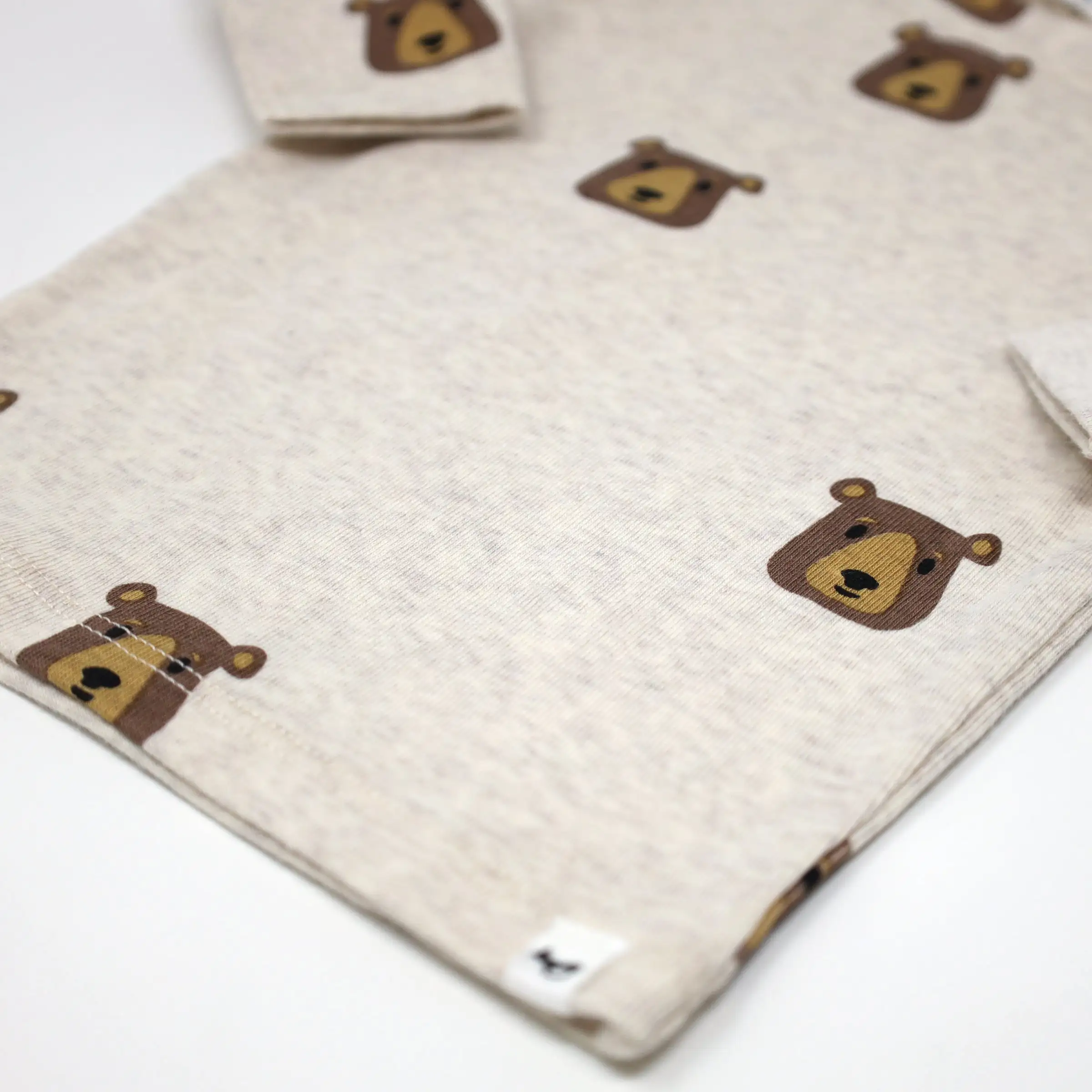 oh baby! Long Sleeve Two Piece Set - Brown Bear Faces Print - Sand