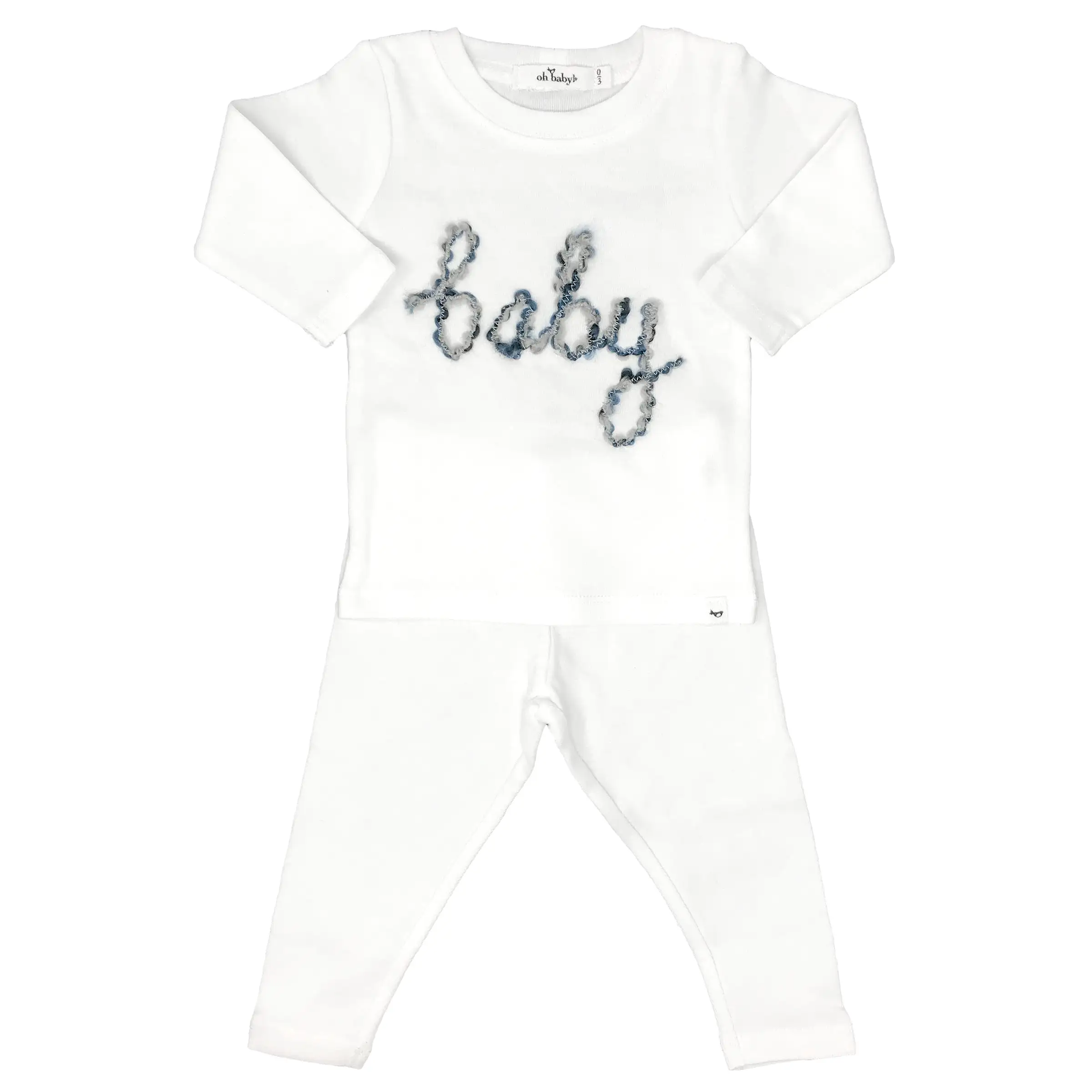 oh baby! Two Piece Set - Baby in Deep Blue Yarn - Cream