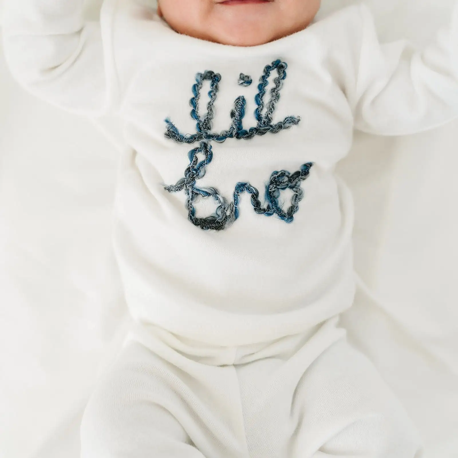 oh baby! Two Piece Set - lil bro in Deep Blue Yarn - Cream