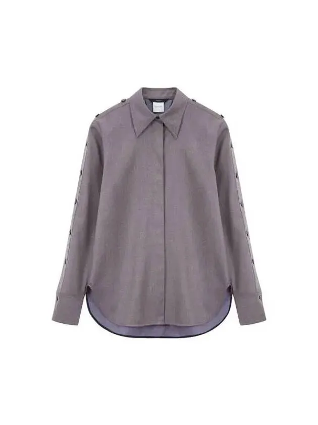 Overseas Station Season Big Chance 8 18 Women s Button Sleeve Cashmere Wool Shirt Dark Gray 271833