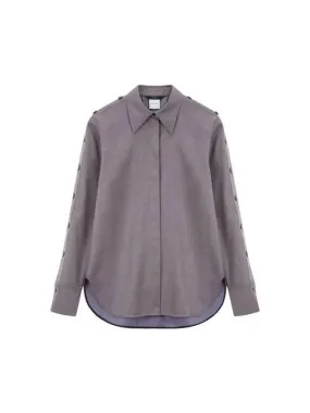 Overseas Station Season Big Chance 8 18 Women s Button Sleeve Cashmere Wool Shirt Dark Gray 271833