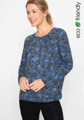 Paisley Print Long Sleeve T-shirt- Olsen