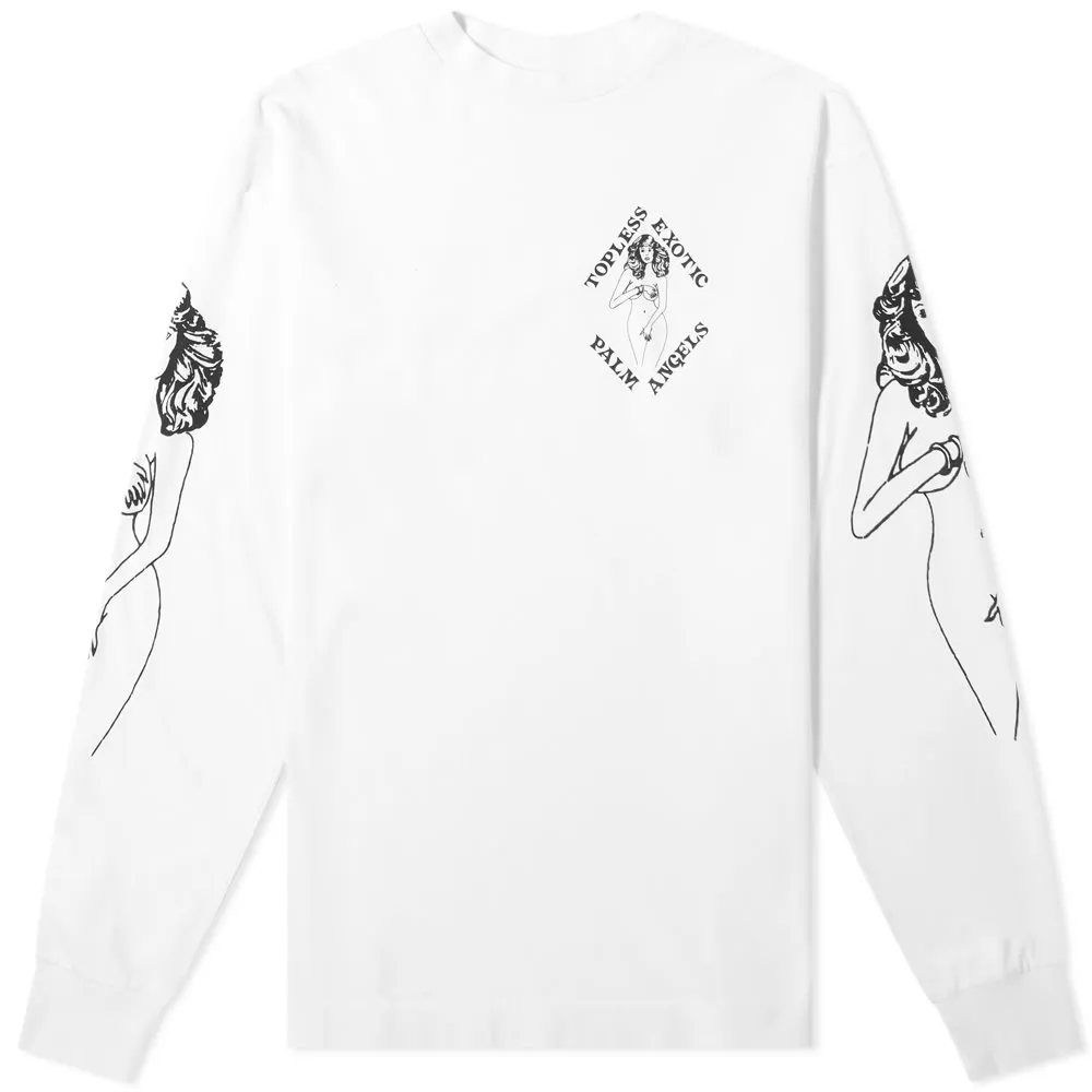 Palm Angels Long Sleeve Exotic Print T-ShirtWhite