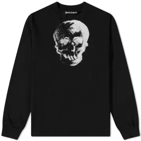 Palm Angels Long Sleeve Skull Print Back Logo T-ShirtBlack & White