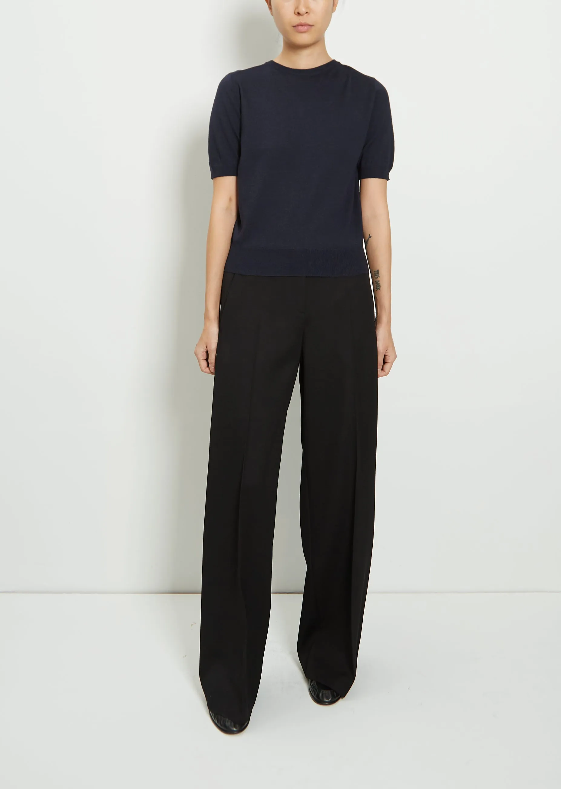 Paolo Wool & Silk Top — Dark Navy