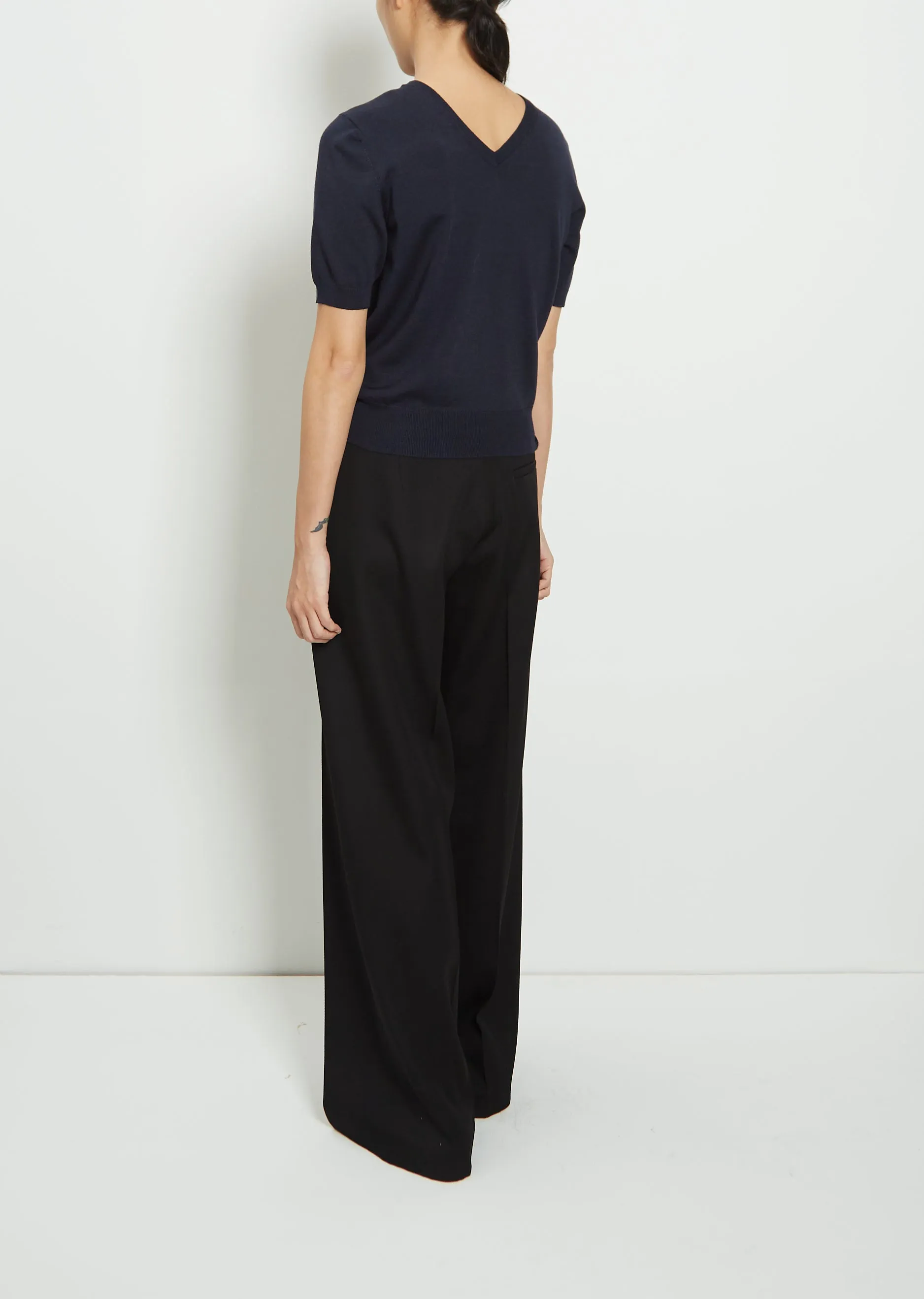 Paolo Wool & Silk Top — Dark Navy