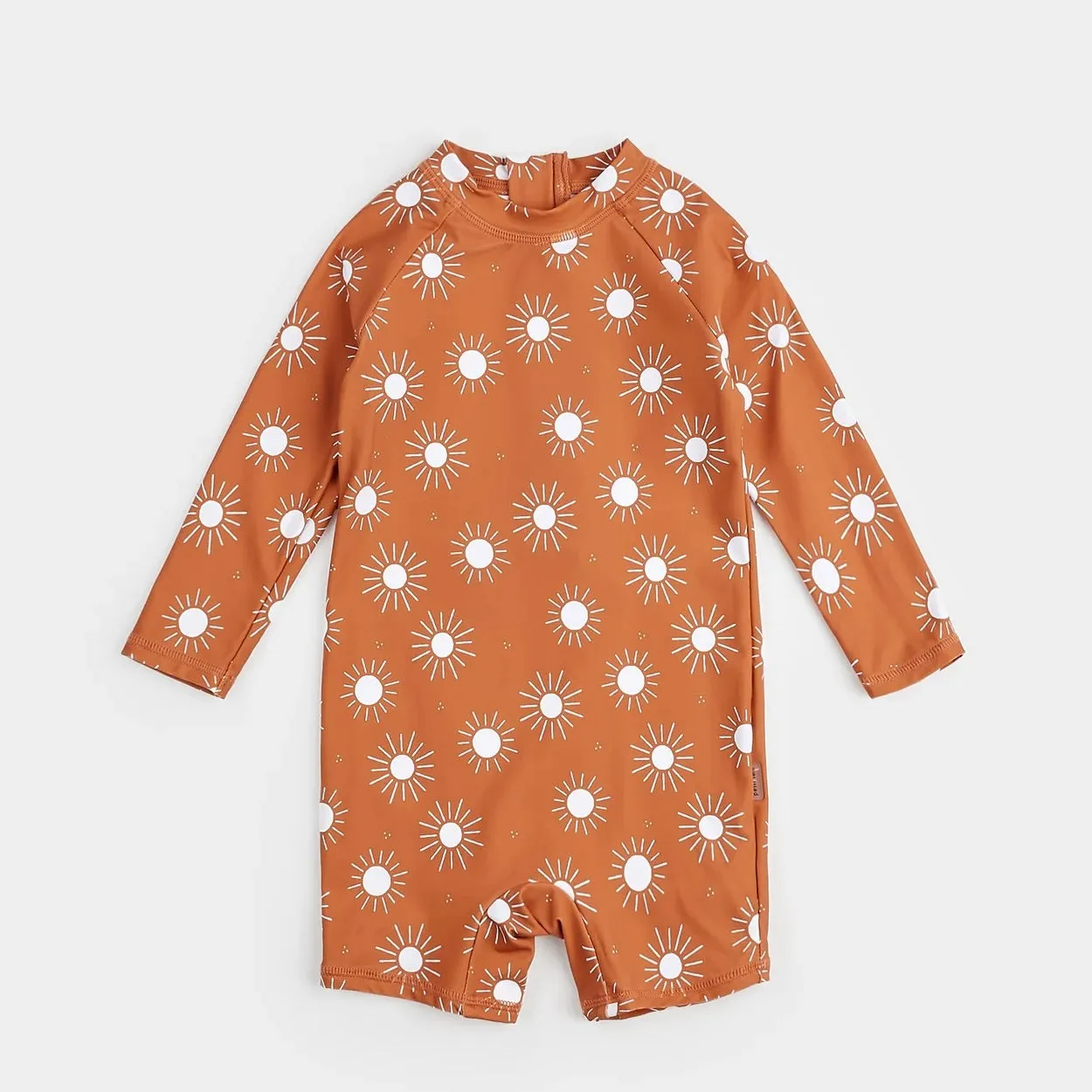 Petit Lem - Sun Print On Apricot Long-Sleeve Swim Romper