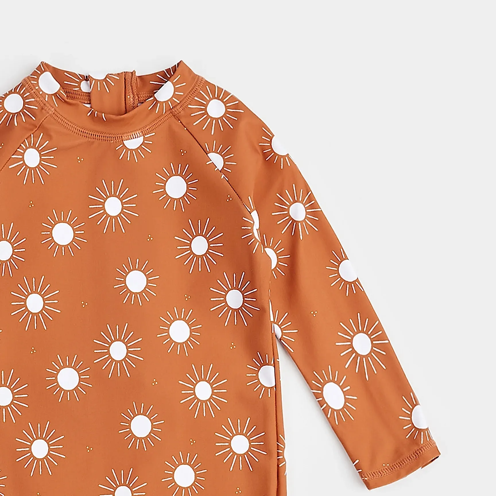 Petit Lem - Sun Print On Apricot Long-Sleeve Swim Romper