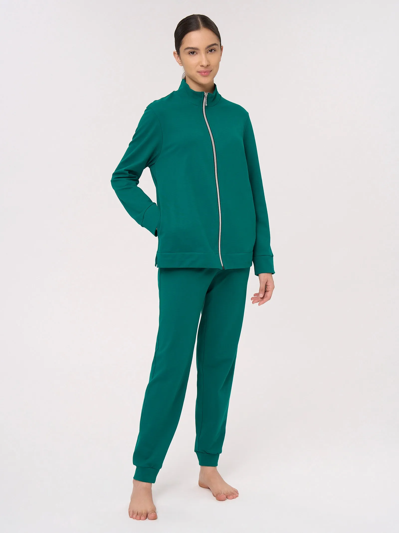 Pigiama a tuta in Eco Cotton Piquet Stretch - Aventurine