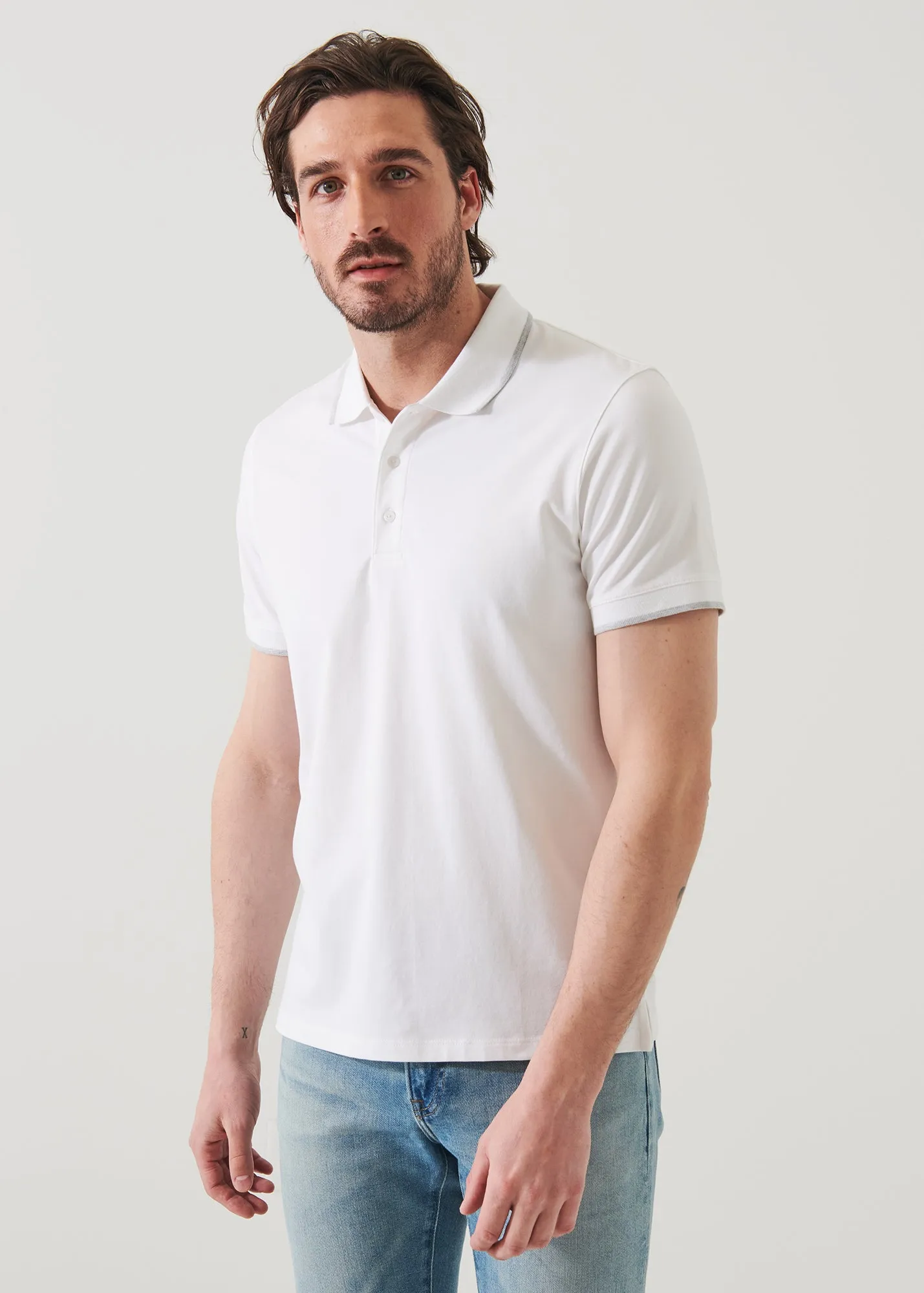 PIMA COTTON STRETCH TIPPED POLO