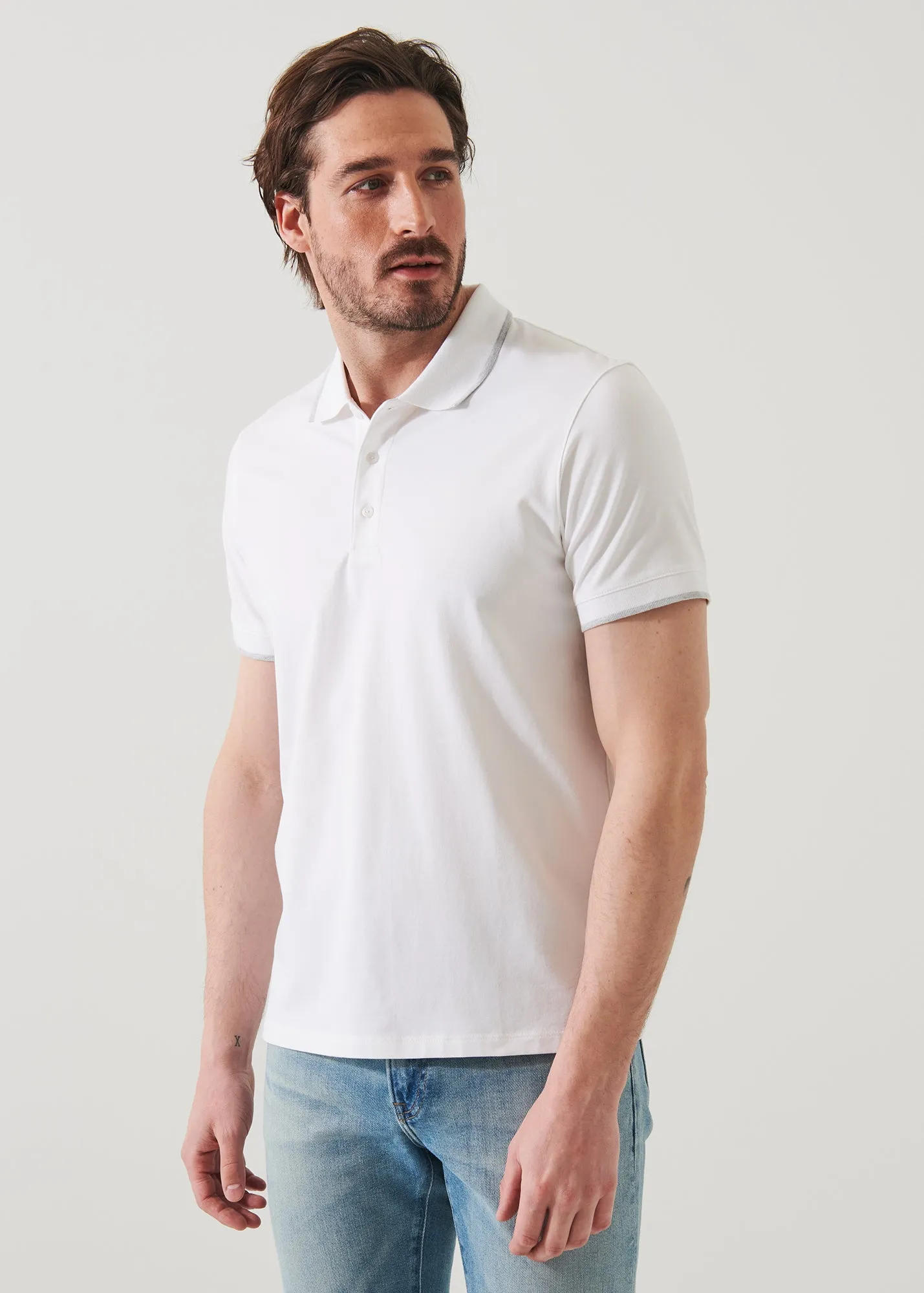 PIMA COTTON STRETCH TIPPED POLO