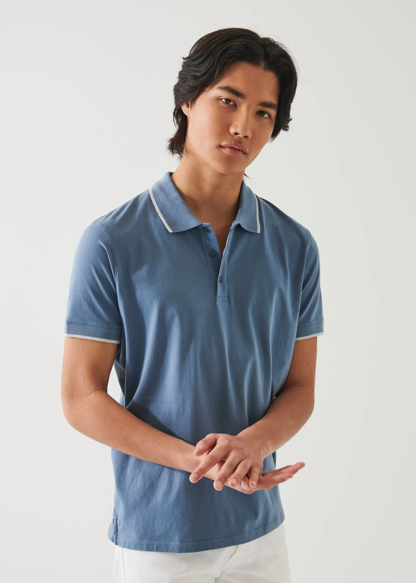 PIMA COTTON STRETCH TIPPED POLO