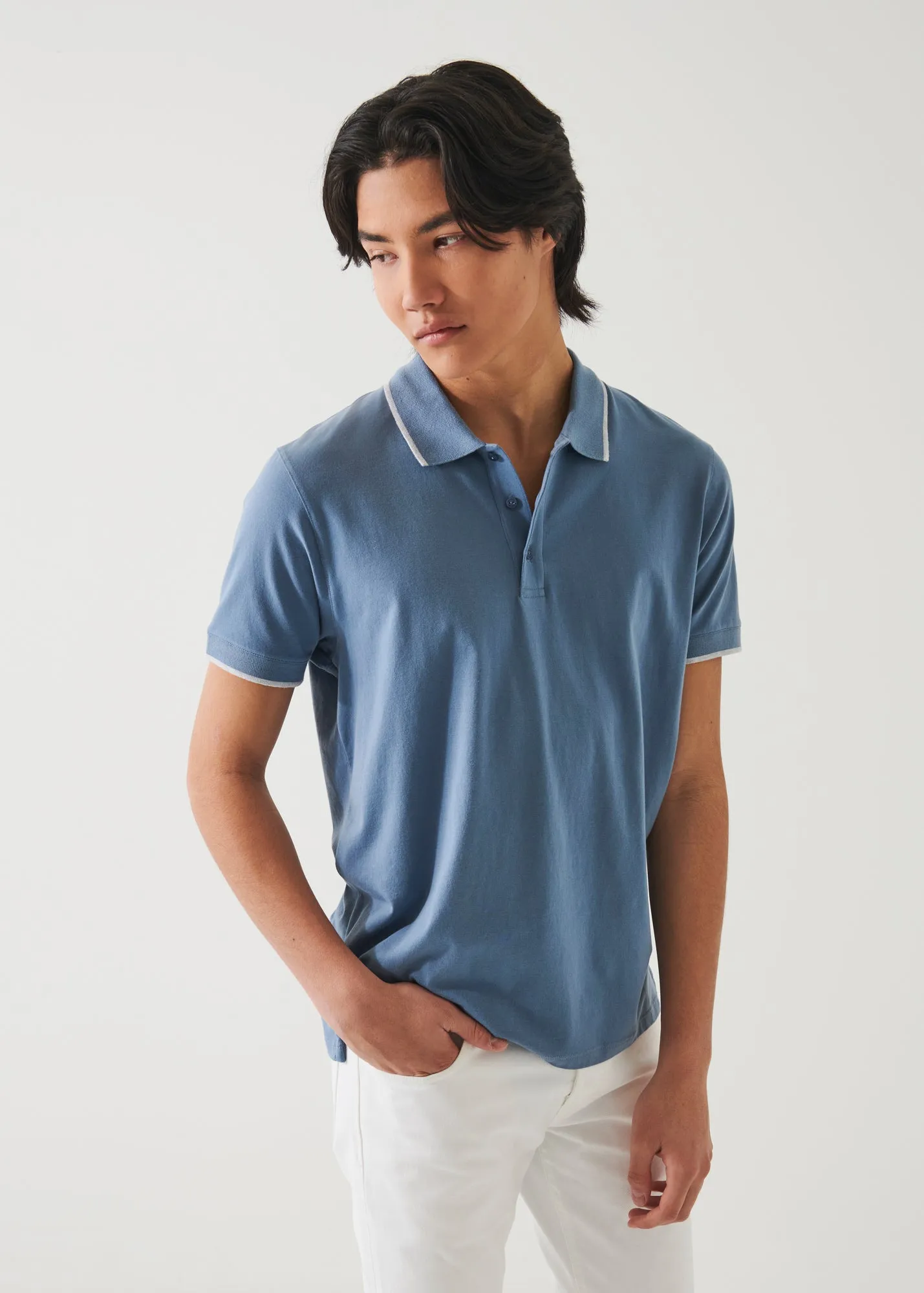 PIMA COTTON STRETCH TIPPED POLO