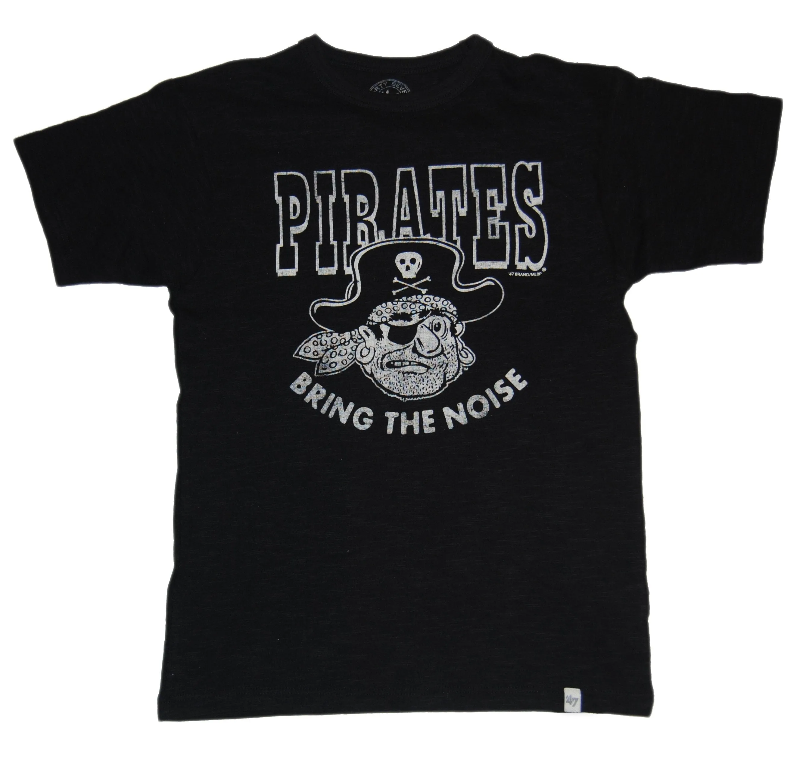 Pittsburgh Pirates 47 Brand YOUTH Black Bring the Noise Mascot T-Shirt (S)