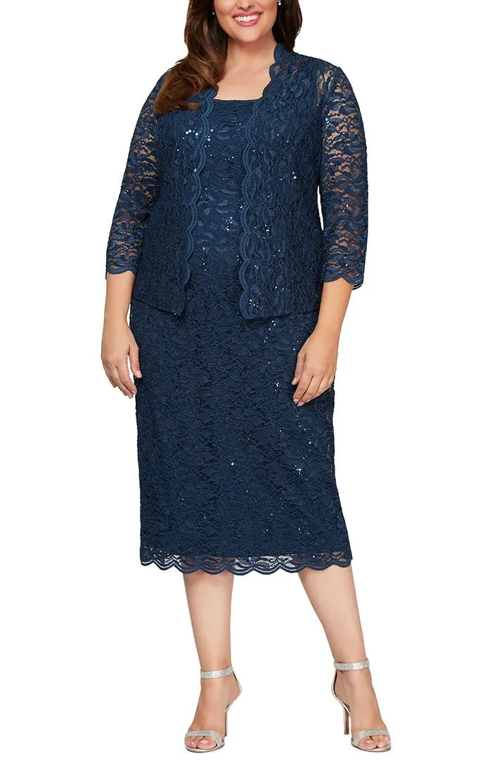 Plus Sheath Lace Jacket Dress Dress