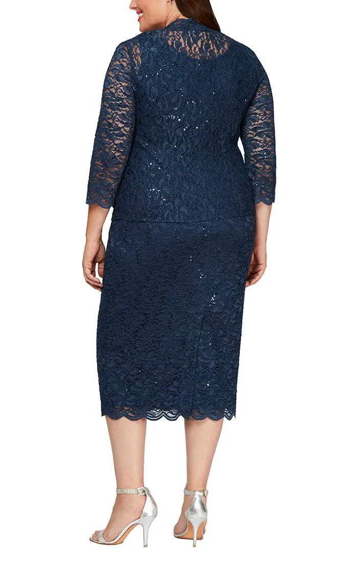 Plus Sheath Lace Jacket Dress Dress