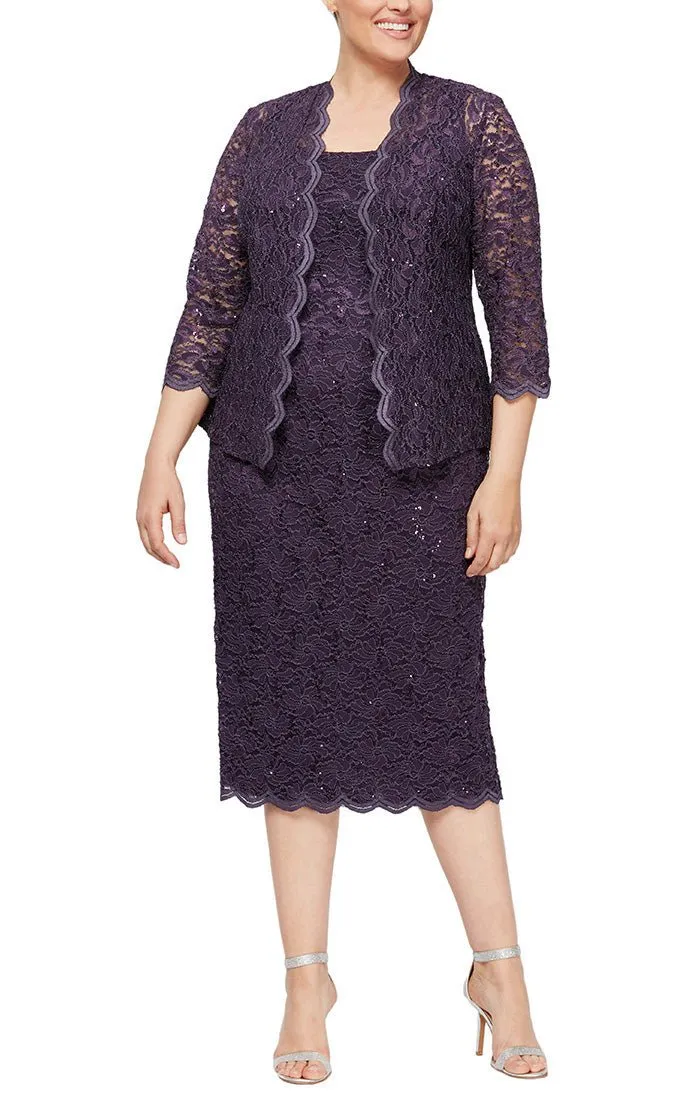 Plus Sheath Lace Jacket Dress Dress