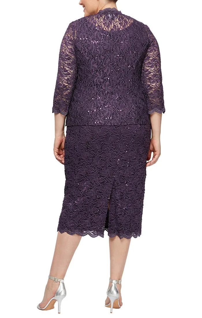 Plus Sheath Lace Jacket Dress Dress