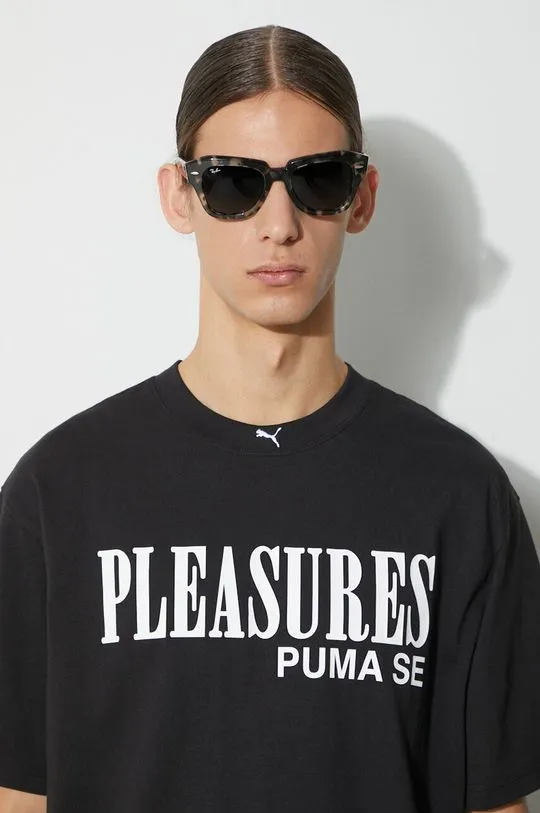 Puma cotton t-shirt PUMA x PLEASURES Typo Tee men’s black color 620878